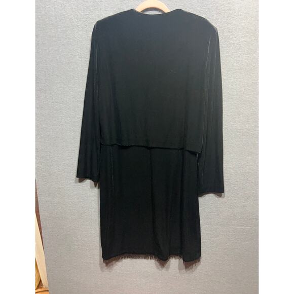 Vintage 1970's Susan Ross Women Evening Velour Fringe Dress & Jacket Size 14 USA - Picture 3 of 11